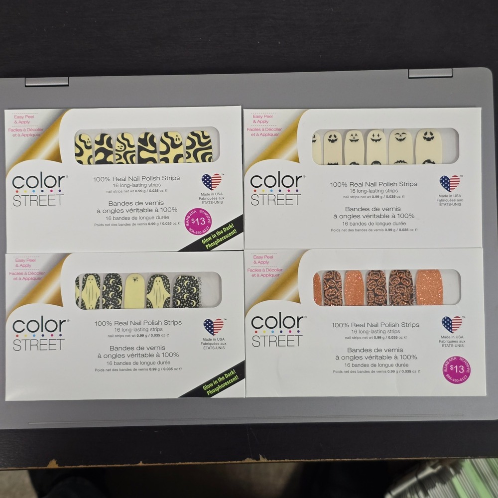 Color Street Halloween‎ Nail Polish Strips Lot of 4 – Glow Jack Ghost